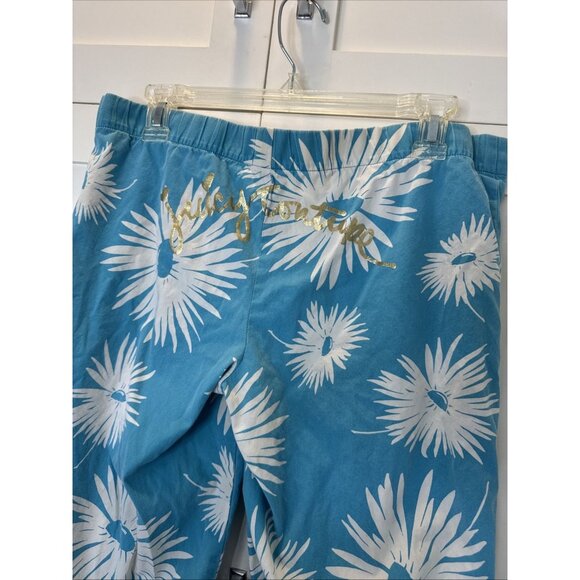 VTG Y2K SM Juicy Couture Wide Leg Pajama Bottoms Lounge Pants Turquoise Floral - Picture 10 of 12
